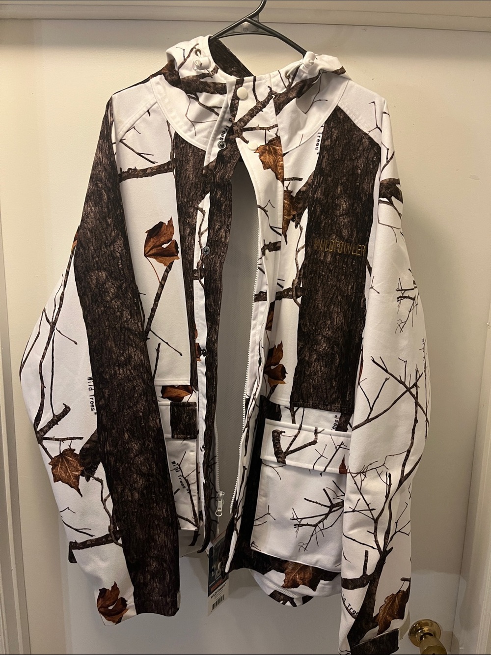 Wildflowers White & Brown Tree Camo Hooded Raincoat